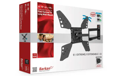 Suport TV de perete, Barkan 3400LW.W, Fix, 40"- 70", VESA 600 x 400 mm, suporta pana la 25kg, alb