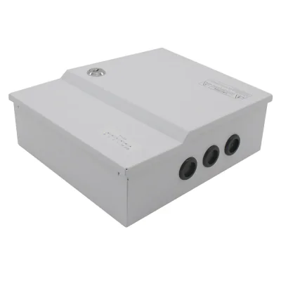 Sursa de alimentare 10A cu back up si 9 canale protejate pentru sisteme CCTV, STD-XWU120-12-9, 9 iesiri protejate PTC, LED stare pentru fiecare canal, tensiune intrare: 100-240V AC,47-63Hz; tensiune iesire: DC12V 10A, 120W, carcasa metal,  intrare pe