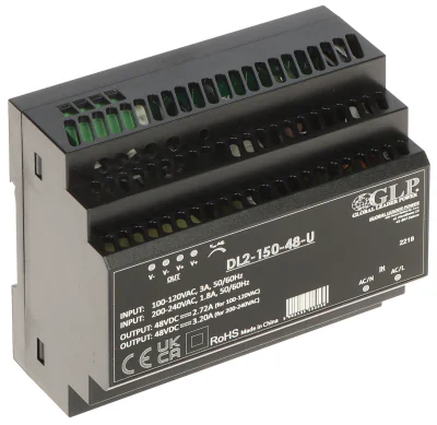Sursă de alimentare în comutație pe șină DIN GLP DL2-150-48-U, 48 V DC, 2,7 A @ 100-120 V AC, 130 W @ 100-120 V AC
