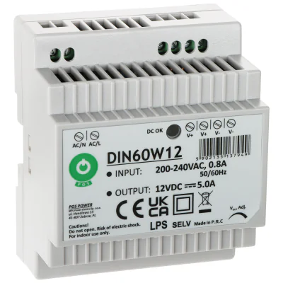 Sursă de alimentare în comutație pe șină DIN POS DIN60W12, 60 W, 12 V DC
