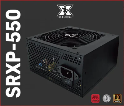 Sursa Serioux Energy 550W, 80+ Bronze, Ventilator 12cm, ATX, material metal, cabluri: 20+4-pin, 1x4+4-pin, 2x6+2-pin, negru
