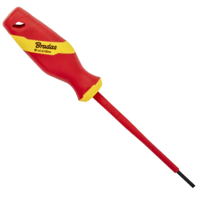 Șurubelniță plată izolată BRADAS DIY-SL1230100-V, 3,0 mm, lungime lamă 100 mm