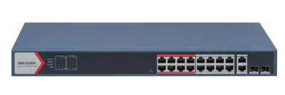 Switch 16 porturi POE Hikvision DS-3E1318P-EI(B), L2, Smart Managed, 16 × 100 Mbps PoE RJ45 ports si 2 × porturi gigabit, Putere PoE 230W, maxim 30W per port, Extend mode - pana la 300 metri,  Switching capacity 7.2 Gbps, Visualized Topology Manageme