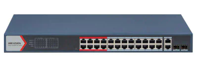 Switch 24 porturi Hikvision DS-3E1326P-EI(B), L2, Smart Managed, 24 × 10/100 Mbps PoE RJ45 ports si 2 × gigabit combos, Putere PoE 370W, Extend mode - pana la 300 metri, maxim 30W per port, Switching capacity 8.8 Gbps, Network topology management, al