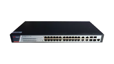 Switch 24 porturi POE Gigabit, Hikvision DS-3E2528P(B)(O-STD), Full Managed, 24  x Gigabit Poe electrical ports si 4 x Gigabit combo ports, SwitchingCapacity 336 Gbps, Packet Forwarding Rate 51 Mpps,putere POE 370 W, maxim 30W per port, Software Func
