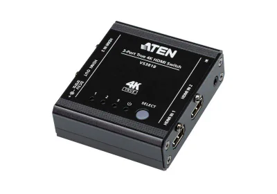 Switch 4K HDMI ATEN VS381B; rezolutie maxima 4096 x 2160 Video Type portul: HDMI. Material: Metal, Culoarea produsului: Negru, Rată maximă de reîmprospătare: 60 Hz. Consum de energie (tipic): 1,46 W. Lățime: 71,6 mm, Adâncime: 79 mm, Înălţime: 25,5 m