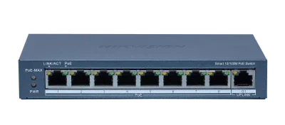 Switch 8 porturi POE Hikvision DS-3E1309P-EI(B), Smart Managed, 8 × 10/100M PoE ports,1 × Gigabit RJ45 port, PoE power budget 110W, maxim 30W per port, distanta transmisie 300 metri in modul extended, Switching capacity 3.6 Gbps, Packet forwarding 2.