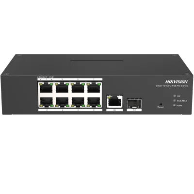 Switch 8 porturi PoE Hikvision DS-3T1310P-SI/HS prezinta 8 × 10/100 Mbps PoE port,1 × 1 Gbps RJ45 port,1 × 1 Gbps fiber optical port, RJ45 ort,full duplex,MDIMDI-X adaptive, IEEE 802.3,IEEE 802.3ab,IEEE 802.3u,IEEE 802.3z,IEEE 802.3x,MAC Address Tabl