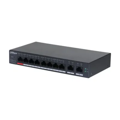 Switch Cloud Managed 10 porturi DAHUA DH-CS4010-8ET-110, 8 PoE Fast Ethernet + 2 uplink, buget PoE 110 W