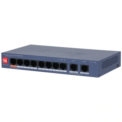 Switch Cloud Managed 10 porturi DAHUA DH-CS4010-8ET2GT-60, 8 PoE Fast Ethernet + 2 RJ45 Gigabit, buget PoE 60 W