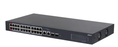 Switch Dahua 26 porturi, 24 x PoE 10/100 Mbps, 2 x SFP 1000 Mbps, PoE Watchdog, Cloud Management
