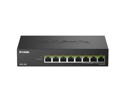 Switch DLink DMS-108P, 8 porturi, PoE, 8 x RJ-45, Auto MDI/MDIX adjustment for all ports, viteza de transfer LAN 2.5 Gbps, capacitate 40 Gbps