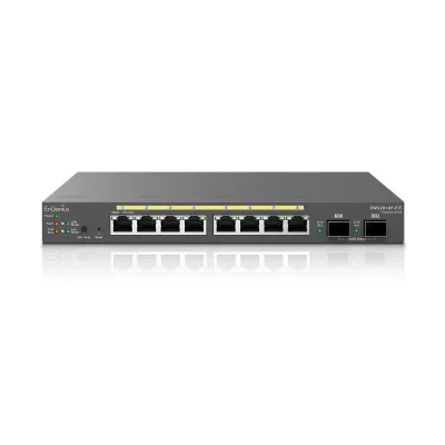 EnGenius Switch 8-port GbE PoE.af/at(+) 55W, 2xSFP Desktop wall-mountable, Managed, L2+, Gigabit Ethernet (10/100/1000), Full duplex, Power over Ethernet (PoE), Rack mounting