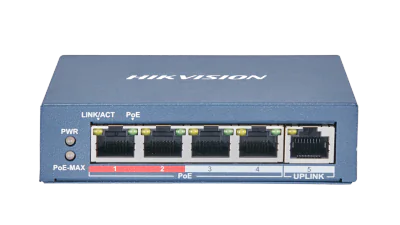 Switch Hikvision DS-3E0105P-E(B), 4-port, PoE