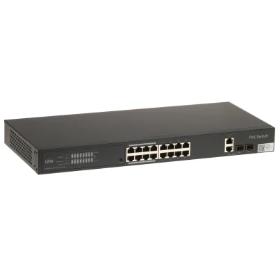 Switch industrial PoE administrabil Uniview NSW3000-17GT1GP1GC-POE-IN, 16 porturi + 2 uplink + 2 SFP