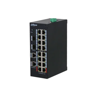 Switch industrial Unmanaged 20 porturi DAHUA DH-HS3220-16GT-190, 16 PoE + 4 uplink Gigabit, buget PoE 190 W