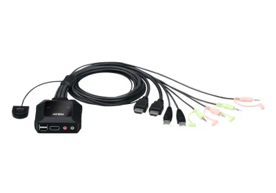 Switch KVM ATEN CS22H. Tastatură de tip port: USB, Mouse tip de port: USB, Video Type portul: HDMI. Tip HD: 4K Ultra HD, Rezoluţia maximă: 4096 x 2160 Pixel, Lungime de bandă video: 60 Hz. Culoarea produsului: Negru, Material carcasă: Din material pl