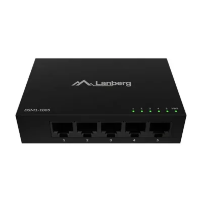 Switch Lanberg DSM1-1005, 5 porturi 1000BASE-T, Unmanaged, carcasă metalică desktop, lățime de bandă 10 Gbps
