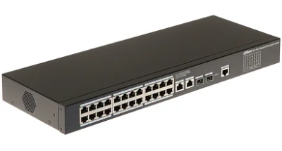 Switch Managed L2 28 porturi DAHUA DH-SG4028, 26 RJ45 + 2 SFP Gigabit, Black