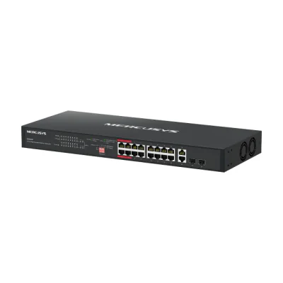 Switch Mercusys Gigabit Rackmount MS120GP, 16× Gigabit PoE+ RJ45 ports, 2× Gigabit non-PoE RJ45 ports, si 2× Gigabit SFP slots