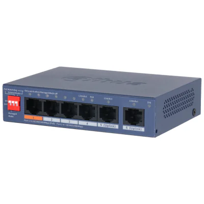 Switch PoE administrabil DAHUA CS4006-4GT-60-V2, 4 porturi + 2 uplink