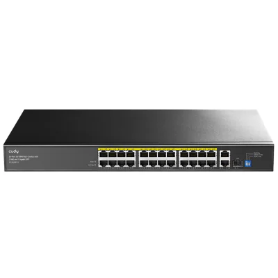 Switch PoE CUDY FS1026PS1, 24 porturi + 2 uplink + 1 SFP