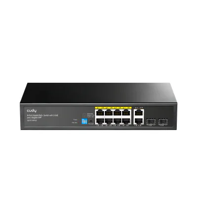 Switch PoE CUDY GS1010PS2, 8 porturi + 2 uplink + 2 SFP