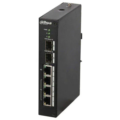 Switch POE Dahua PFS3206-4P-96; 3 x10/100M Base-T (PoE+/PoE); 1 x10/100/1000M Base-T(Hi-PoE/PoE+/PoE);2 X1000M Base-T; IEEE 802.3af/802.3at(PoE+), Hi-PoE; Power supply: DC48~57V; PoE budget：96W; Dimension: 150 x100 x30mm; Greutate: 480g;