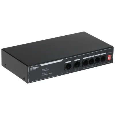 Switch PoE DAHUA SF1006LP, 4 porturi + 2 uplink