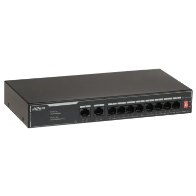 Switch PoE DAHUA SF1010LP, 8 porturi + 2 uplink