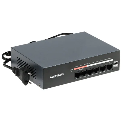 Switch PoE HIKVISION DS-XS06-P, 4 porturi + 2 uplink