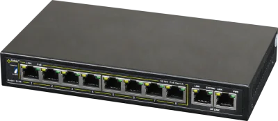 Switch PoE Pulsar 10 porturi, 8 porturi Poe + 2 porturi uplink S108-90W