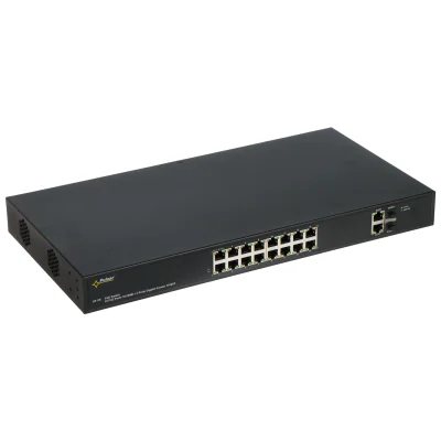 Switch PoE PULSAR SF-116, 16 porturi + 2 uplink + 2 SFP