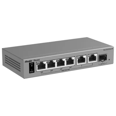 Switch PoE REYEE RG-ES207GS-HP, 4 porturi + 2 uplink + 1 SFP