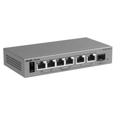 Switch PoE REYEE RG-ES207GS-LP, 4 porturi + 2 uplink + 1 SFP