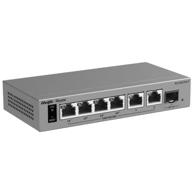 Switch PoE REYEE RG-ES207GS-P, 4 porturi + 2 uplink + 1 SFP