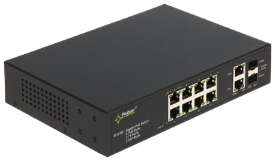 Switch PoE PULSAR SFG-108, 8 porturi + 2 uplink + 2 SFP