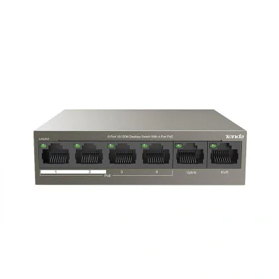 SWITCH PoE Tenda fara management 6 porturi (4 x FE PoE, 2 x FE) IEEE 802.3at/af, carcasa metalica, rackabil "TEF1106P-4-63W"