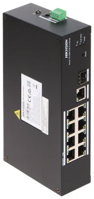 Switch Smart Managed 10 porturi HIKVISION DS-3T1310P-SI/HS, 8 PoE Fast Ethernet + 1 RJ45 Gigabit + 1 SFP Gigabit, buget PoE 110 W