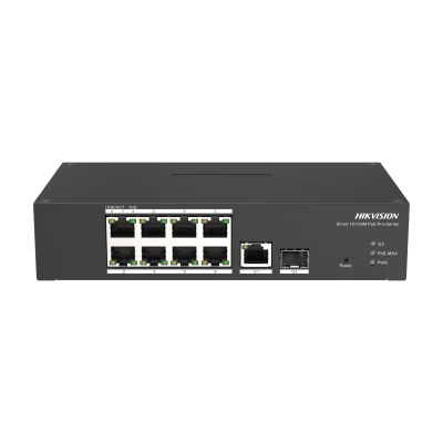 Switch Smart Managed 10 porturi HIKVISION DS-3T1310P-SI/HS, 8 PoE Fast Ethernet + 1 RJ45 Gigabit + 1 SFP Gigabit, buget PoE 110 W
