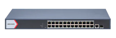 Switch Smart Managed 26 porturi HIKVISION DS-3E1526P-EIV2, 24 PoE + 1 RJ45 + 1 SFP Gigabit, buget PoE 370 W