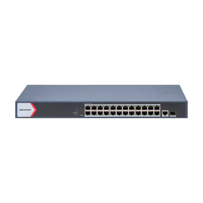 Switch Smart Managed 26 porturi HIKVISION DS-3E1526P-EIV2, 24 PoE + 1 RJ45 + 1 SFP Gigabit, buget PoE 370 W