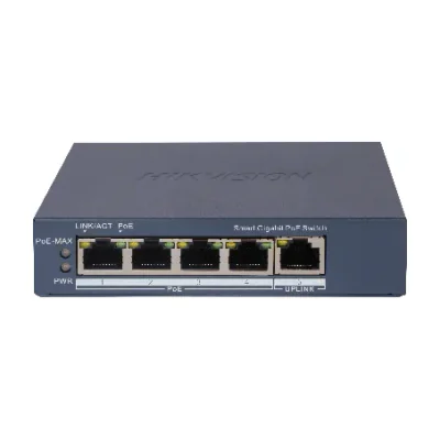 Switch Smart Managed 5 porturi HIKVISION DS-3E1505P-EI, 4 PoE + 1 RJ45 Gigabit, buget PoE 60 W