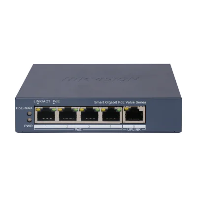 Switch Smart Managed 5 porturi HIKVISION DS-3E1505P-EI/M, 4 PoE + 1 RJ45 Gigabit, buget PoE 45 W