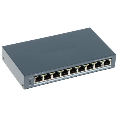 Switch Smart Managed 9 porturi HIKVISION DS-3E1309P-EI/M, 8 PoE Fast Ethernet + 1 RJ45 Gigabit, buget PoE 60 W