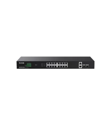SWITCH TENDA unmanaged, 16 porturi POE RJ-45 gigabit, 2 porturi uplink gigabit RJ-45 si 2 porturi SFP IEEE 802.3af/at, max PoE 250W, metalic "TEG1120P-16-250W"