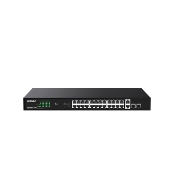 SWITCH TENDA unmanaged, 24 porturi POE+ RJ-45 gigabit, 2 porturi uplink gigabit RJ-45 si 2 porturi SFP IEEE 802.3af/at, max PoE 250W, metalic "TEG1128P-24-250W"