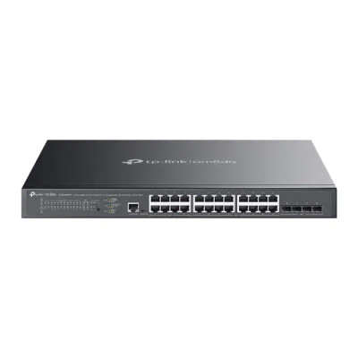 Switch TP-Link 24 porturi, 24x RJ452x 10G, SFP+ (uplink), viteza LAN 10/100/1000 Mbps, buget POE 500 W, Layer 2+, 16 Porturi PoE+, 8 Porturi PoE++