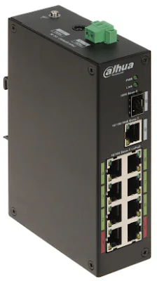 Switch Unmanaged 10 porturi DAHUA LR2110-8ET-120-V2, 8 PoE Fast Ethernet + 2 uplink, buget PoE 120 W