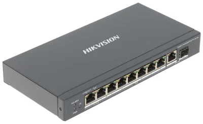 Switch Unmanaged 10 porturi HIKVISION DS-3E0510HP-E, 8 PoE + 1 RJ45 + 1 SFP Gigabit, buget PoE 110 W